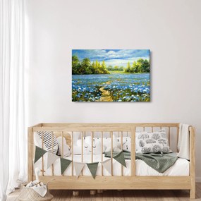 Obraz - Cestička v poli, olejomaľba (90x60 cm)