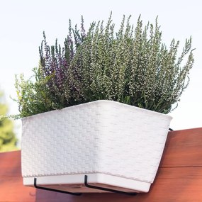 Plastový balkónový kvetináč DRL400PW 38,6 cm - biela
