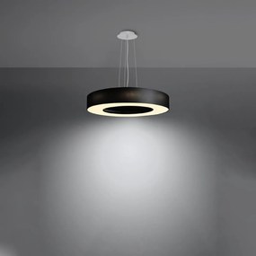 Závesné svietidlo Saturno Slim, 1x čierne textilné tienidlo, (biely plast), (fi 50 cm)