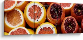 Obraz pomarančov a granátových jabĺk (s hodinami) (90x30 cm)
