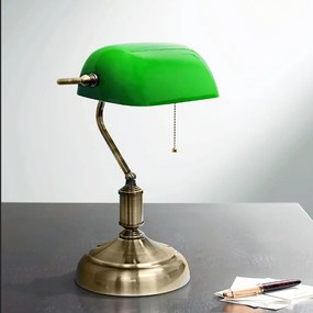 ACA DECOR PRESTIGE stolná lampa 1xE27/60W/230V mosadz/zelená