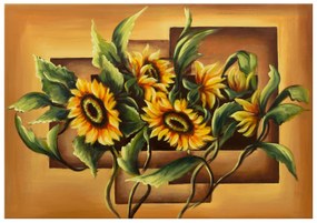 Gario Ručne maľovaný obraz Kompozícia Slnečnice Rozmery: 120 x 80 cm