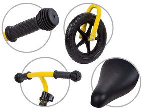 Detský balančný bicykel Kidwell REBEL 12", žlto-čierny, ľahký 2,64 kg