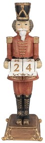 Vianočná dekorácia socha Luskáčik s kalendárom - 10*10*32 cm