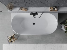 Mexen Oval Slim, voľne stojaca vaňa ku stene, 170 x 80 cm, biela-šedá, čierny matný prepad, 52661708062-70
