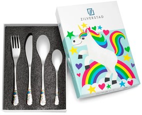 Antikoro detský príbor v striebornej farbe 4 ks Unicorn – Zilverstad