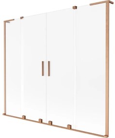 Mexen Velar L Duo, 2-krídlová posuvná vaňová zástena 180 x 150 cm, 8mm sklo námraza, medená matná, 896-180-003-32-65