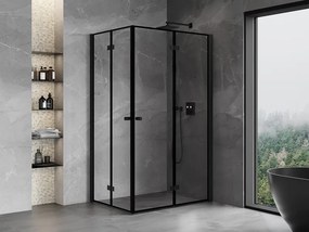 Mexen Mist-F Duo, skladací sprchový kút 75 x 90 cm, číre sklo-čierny rám, 8A6-075L-090P-70-70