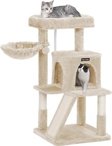 Škrabadlo pre mačky, Mačací strom s veľkým lôžkom, 96 cm, béžové