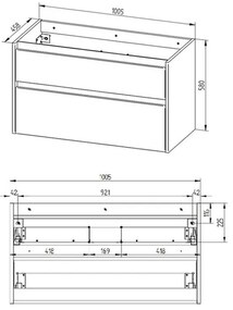 Mereo, Opto, kúpeľňová skrinka 101x46x58 cm, biela-dub riviera, MER-CN932S