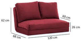 Vínová rozkladacia pohovka 120 cm Taida – Balcab Home