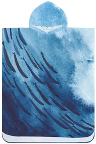 Plážové pončo WHALES modré 80x145 cm