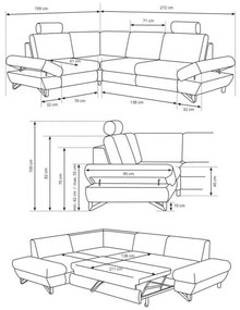Rozkladacia rohová čalúnená sedacia súprava AVESTA do tvaru L, pravostranná, sivá, s úložným priestorom