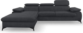 Rohová sedacia súprava Scala, antracitová šedá látka, ľavý roh