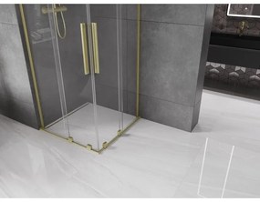 Mexen Velar L Duo, sprchový kút s posuvnými dverami 80 x 80 cm, 8mm číre sklo, zlatá matná, 871-080-080-02-03-55