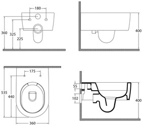 Isvea Isvea, SISTEMA A závesná WC misa, Rimless, 36x53,5cm, biela, 10SL02001