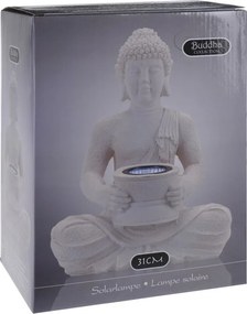 Solar Budha v bielej farbe 27 cm