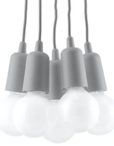 Závesné svietidlo Diego 5, sivé telo svietidla