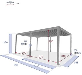 Deokork Záhradný hliníkový altánok elektrický MEGAN 6x3,6 m (grafit)
