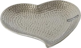 Dekoračná misa Srdce 25 cm, strieborná tepaná%