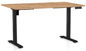 Výškovo nastaviteľný stôl OfficeTech B, 140 x 80 cm, čierna podnož, dub kraft