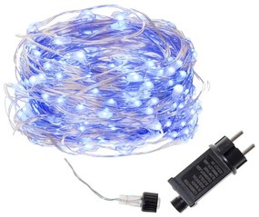 SPRINGOS LED reťaz Nano - 20m, 200LED, 8 funkcií, IP44, modrá