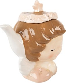 Keramická kanvička na čaj hlava dievčatá s čelenkou - 21 * 12 * 16 cm / 650 ml