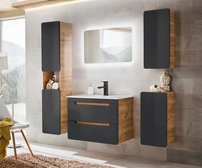 Závěsná skříňka pod umyvadlo Aruba 8204 70 cm dub craft zlatý/vesmírně šedá
