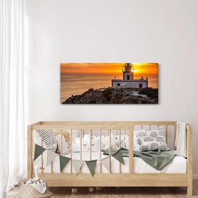 Obraz majáka pri západe slnka (120x50 cm)