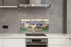 Sklenený obklad do kuchyne Ježišovo skica sea 125x50 cm
