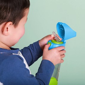 Fľaša na pitie so slamkou 450 ml - modrá/zelená