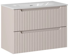Závěsná skříňka Nova Cashmere Sky3 se zápustným umyvadlem 80 cm bílá/kašmírová