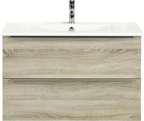Kúpeľňový nábytkový set Pulse 90 cm s keramickým umývadlom dub sivý