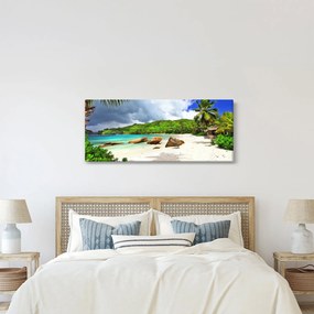 Obraz - Seychely, pláž Takamaka (120x50 cm)