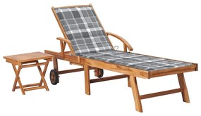 Záhradné ležadlo so stolíkom a podložkou tíkový masív 3063035