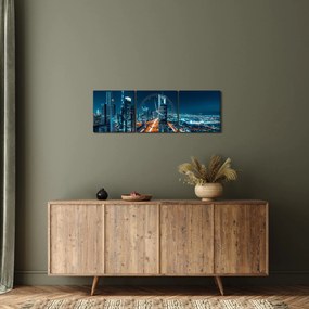 Obraz - Dubajská noc (s hodinami) (90x30 cm)