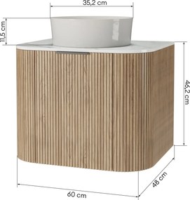 Závěsná skříňka s deskou a umyvadlem Matinale 60 cm akácie/bílá