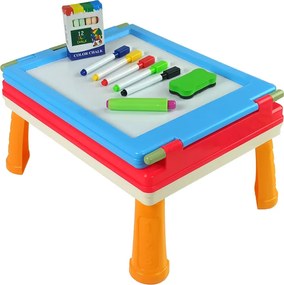 LEAN Toys Magnetická a kriedová tabuľa 3 v 1 s herným stolom modrá