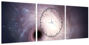 Obraz - Špirálna galaxia (s hodinami) (90x30 cm)
