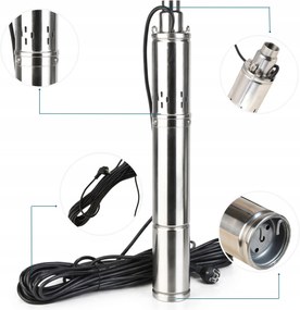 Výkonná Ponorná Pumpa 3" Do Studne 250 W 30 L/min 70 M Skrutková Na Vŕtanie Vody