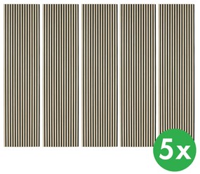 Drevený akustický panel, 2400 x 600 mm, čierny podklad, balenie 5 ks, dub morený