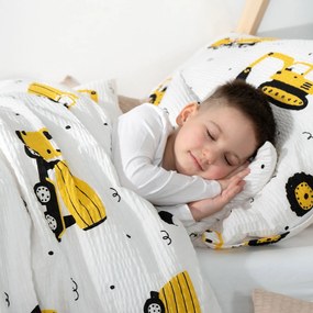 Goldea detské krepové obliečky - bagre a stavebné autá 140 x 200 a 70 x 90 cm