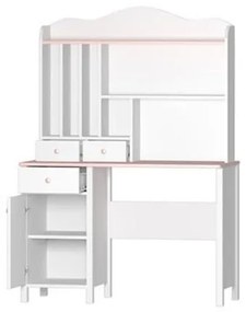 Písací stôl s nadstavcom LEGUAN - biely / ružový