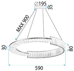 Toolight Toolight, LED krištáľové osvetlenie 60cm, APP1528-CP60, zlatá, OSW-06400