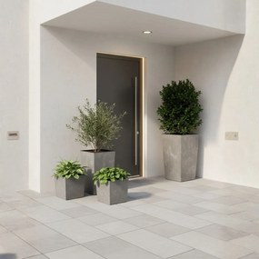 PLASTOVÝ KVETINÁČ FLORE 30,5X29,5X29,5 CM IMITÁCIA BETÓNU SIVÁ