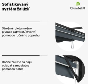 Blumfeldt Pantheon Robust Pergola 3x3 m, práškovo lakovaná oceľ, odolná voči poveternostným vplyvom, s bočnými roletami