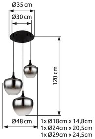 Globo 15548-3H - Luster na lanku MAXY 3xE27/40W/230V čierna