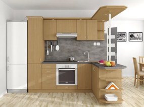 Nabytekmorava Kuchyna s ostrovčekom Bára C farba kuchyne: dub sonoma tmavá / biela, pracovná doska: s pracovnou doskou