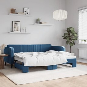 Denná posteľ s rozkladacou posteľou modrá 80x200 cm zamat 3197055