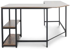 MIADOMODO Písací stôl 138 x 138 x 76 cm, hnedá/čierna